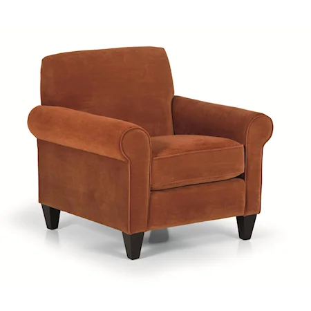 Transitional Rolled Arm Accent Chair with Tapered Block Legs